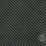 Square swatch of twill weave carbon fiber fabric with a quarter sitting in corner for size reference.