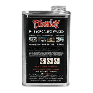 Quart can of waxed UV surfboard polyester resin for use with MEKP catalyst.