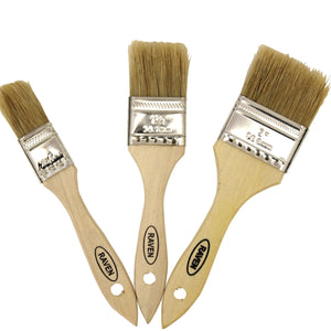 Three different size ship brushes with hanging hole. Great for a variety projects including working with fiberglass.