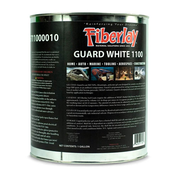 Fiberglass Warehouse Gel Coat 1 Gallon White Gelcoat (No Wax) with 2 oz MEKP Catalyst, Easy Application Modified Polyester Resin Durable and Safe