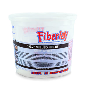 Plastic bucked of 1/32" milled fibers to be used with resin. Glass filaments coated with a specific sizing to enhance resin compatibility