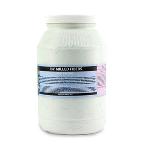 5 lb. bottle of 1/4" milled fiberglass fibers for use with polyester, vinyl ester or epoxy resin.