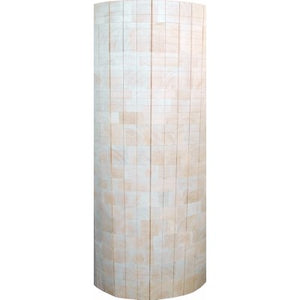 Rolled up serrated balsa core in a white and cream color.