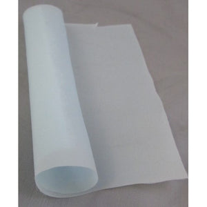 Small piece of light blue peel ply for use in vacuum bagging.