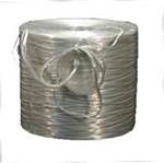 38.5 roll of fiberglass gun roving in plastic wrapping.