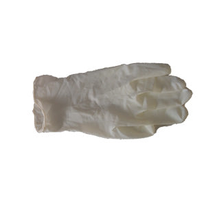 Latex glove shown. For use to protect hands and keep area clean.